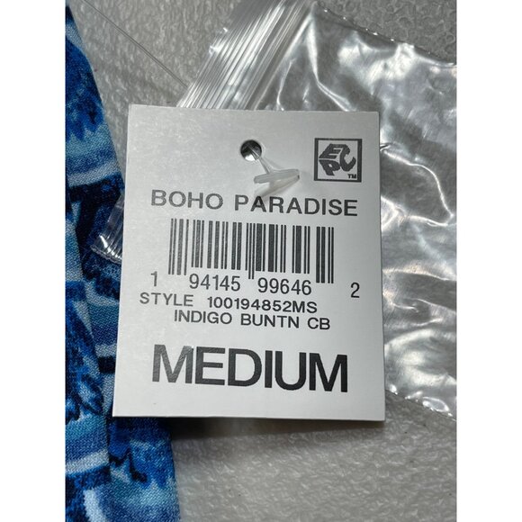 JM Collection Size M Blouse Boho Paradise Blue Print Button-Front Blouse - Picture 9 of 10